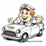 Cheerful Taxi Driver Coloring Sheets 1