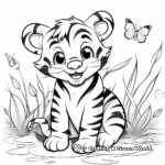 Cheerful Tiger with Butterflies Coloring Pages 2