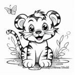 Cheerful Tiger with Butterflies Coloring Pages 3