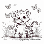 Cheerful Tiger with Butterflies Coloring Pages 4