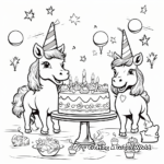 Cheerful Unicorns at a Birthday Party Coloring Pages 2