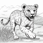 Cheetah Running: Action Scene Wildcat Coloring Pages 1