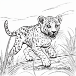 Cheetah Running: Action Scene Wildcat Coloring Pages 4