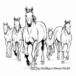 Child-Friendly Cartoon Herd of Horses Coloring Pages 2