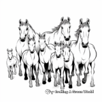 Child-Friendly Cartoon Herd of Horses Coloring Pages 3
