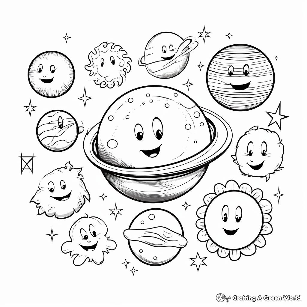 Child-Friendly Cartoon Planet Coloring Pages 1