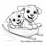 Children Friendly Cute Sled Puppies Coloring Pages 1