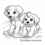 Children Friendly Cute Sled Puppies Coloring Pages 2