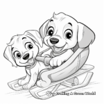 Children Friendly Cute Sled Puppies Coloring Pages 3