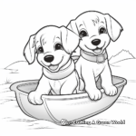 Children Friendly Cute Sled Puppies Coloring Pages 4