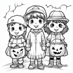 Children in Costume Trick or Treat Coloring Pages 2