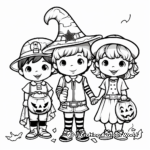 Children in Costume Trick or Treat Coloring Pages 4
