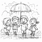 Children Playing in Rain: Fun and Easy Coloring Pages 2