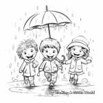 Children Playing in Rain: Fun and Easy Coloring Pages 3