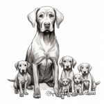 Chocolate Lab Family Coloring Pages: Male, Female, and Pups 2