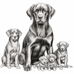 Chocolate Lab Family Coloring Pages: Male, Female, and Pups 4