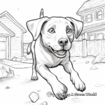 Chocolate Lab in Action: Fetch-Scene Coloring Pages 1