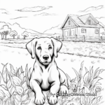 Chocolate Lab in Autumn: Fall Scene Coloring Pages 1