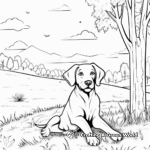 Chocolate Lab in Autumn: Fall Scene Coloring Pages 2