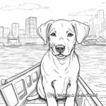Chocolate Lab on a Boat: Water Scene Coloring Pages 2
