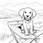 Chocolate Lab on a Boat: Water Scene Coloring Pages 3