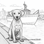 Chocolate Lab on a Boat: Water Scene Coloring Pages 4