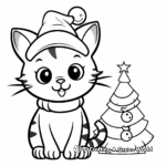Christmas Cat and Snowman Scene Coloring Pages 4