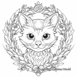 Christmas Cat in a Wreath Coloring Pages 1