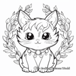 Christmas Cat in a Wreath Coloring Pages 2