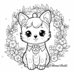 Christmas Cat in a Wreath Coloring Pages 3