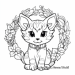 Christmas Cat in a Wreath Coloring Pages 4