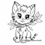 Christmas Cat under Mistletoe Coloring Pages 2