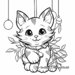 Christmas Cat under Mistletoe Coloring Pages 3