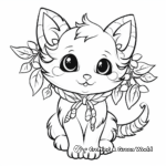 Christmas Cat under Mistletoe Coloring Pages 4