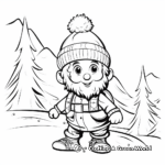 Christmas Gnome in Snowy Landscape Coloring Pages 1