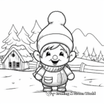 Christmas Gnome in Snowy Landscape Coloring Pages 2