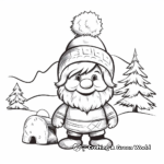 Christmas Gnome in Snowy Landscape Coloring Pages 3