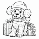 Christmas Poodle with Presents Coloring Pages 1