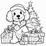 Christmas Poodle with Presents Coloring Pages 2