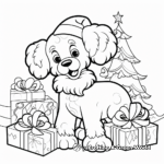 Christmas Poodle with Presents Coloring Pages 4