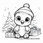 Christmas-themed Baby Penguin Coloring Pages 1