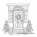 Christmas-themed Door Coloring Pages 1