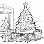 Christmas Tree with Presents Underneath Coloring Pages 1