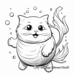 Chubby Mermaid Cat Coloring Pages for Kids 2