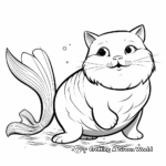 Chubby Mermaid Cat Coloring Pages for Kids 3