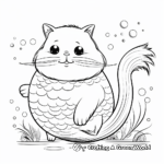 Chubby Mermaid Cat Coloring Pages for Kids 4