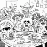 Cinco De Mayo Party Scene Coloring Pages for Adults 2