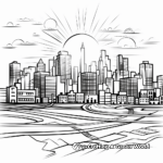 City Skyline Sunset Coloring Page 4