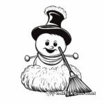 Classic Snowman with Broom Coloring Pages 2