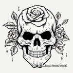 Classic Vintage Rose Skull Coloring Pages 1